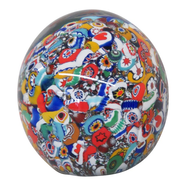 Gentile Millefiori Starr City W Va Stamped Art Glass Paper Weight 4431b For Sale