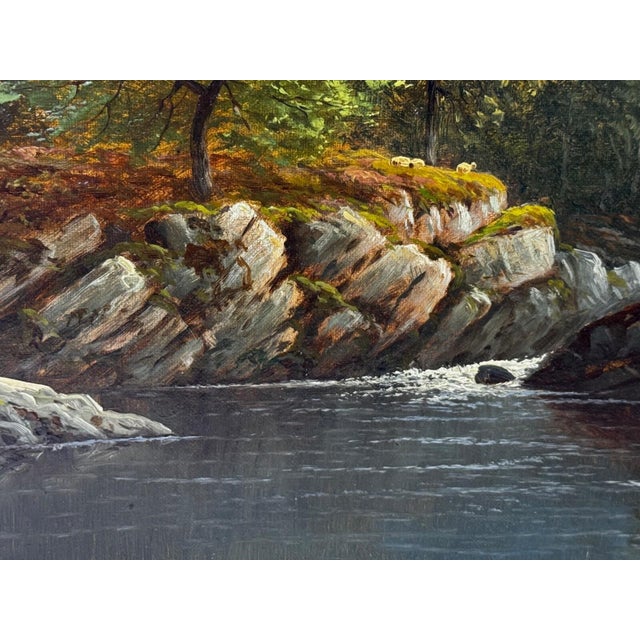 “A Quiet Pool, North Wales” — Victorian Welsh River Landscape Oil Painting by Thomas Spinks (C. 1890), River Conwy For Sale - Image 15 of 18