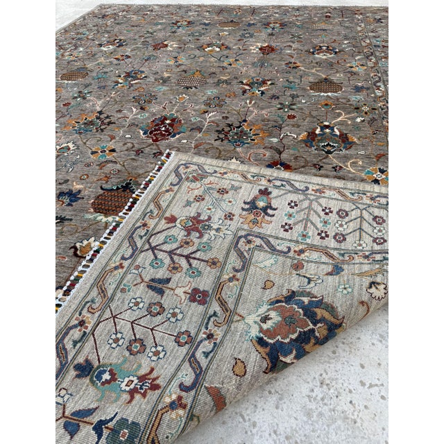 Pomegranate Sultanabad Design Area Rug, Hand-Knotted Wool, 9x12, Taupe & Teal For Sale - Image 12 of 12