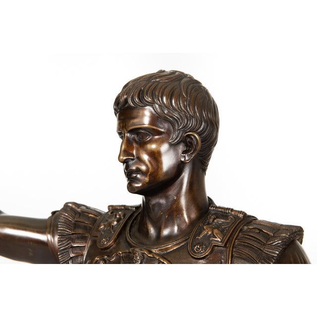 Metal Italian Grand Tour Bronze Sculpture “Augustus Prima Porta” by Boschetti Ca. 1870 For Sale - Image 7 of 17