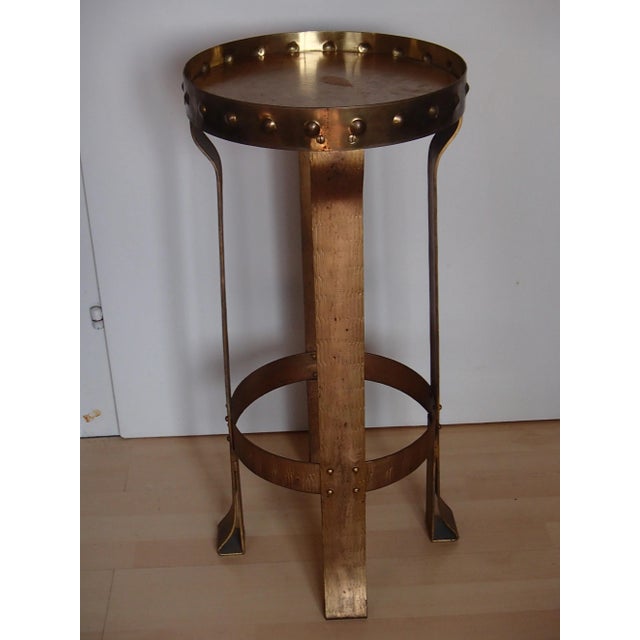 Metal Antique Brass & Wrought Iron Flower Stand For Sale - Image 7 of 10