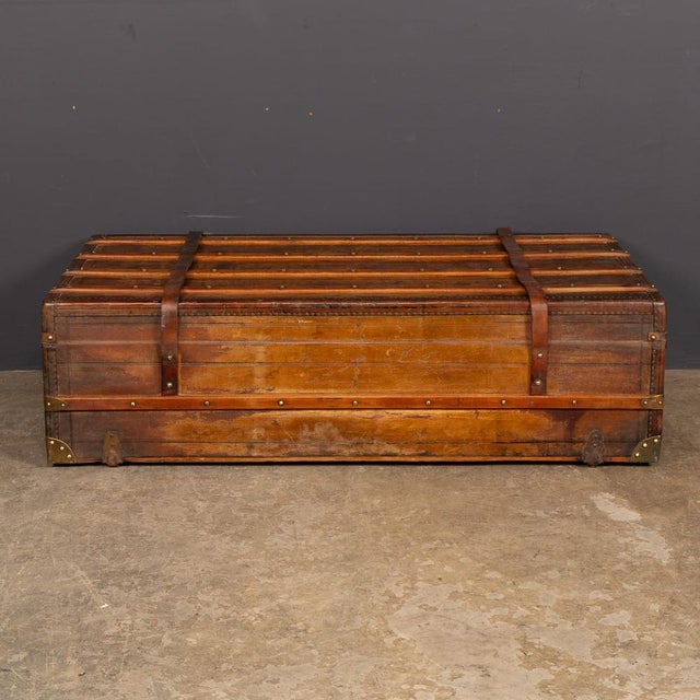 Late 19th Century Antique Victorian Leather Travel Trunk, 1870s For Sale - Image 5 of 18