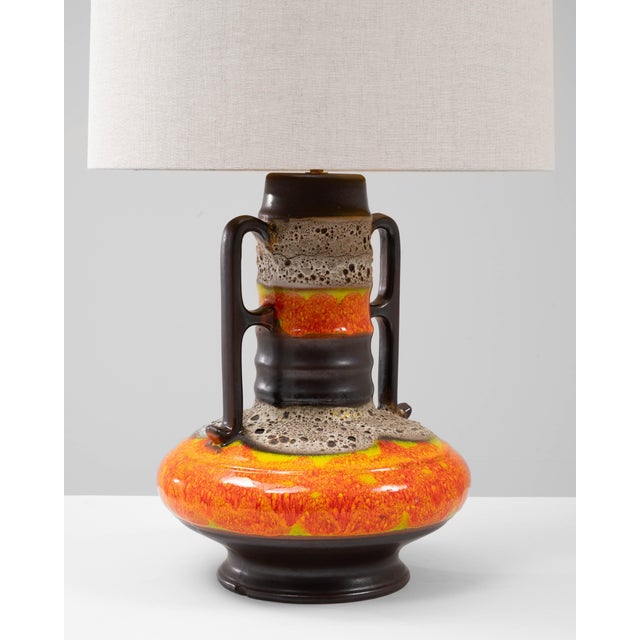 20th Century German Orange Fat Lava Ceramic Table Lamp For Sale In Greensboro - Image 6 of 18