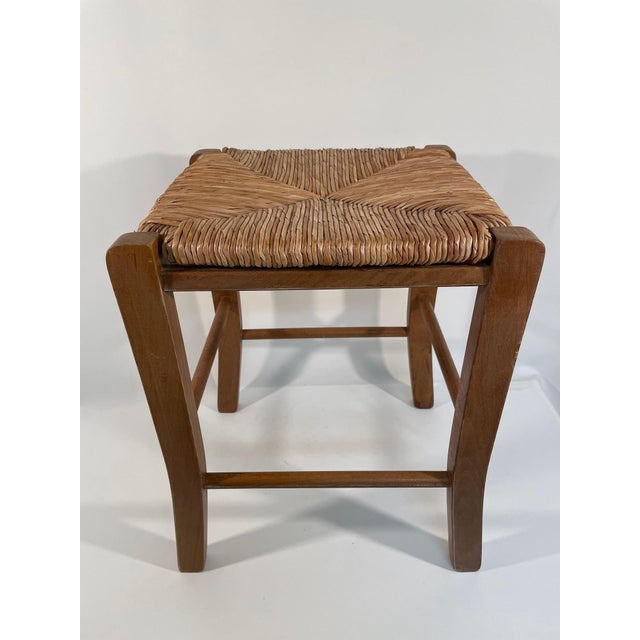 A charming and functional handwoven French Rush "Paille" (straw) 18.5" Stool, made in France. Circa Mid 20th Century...