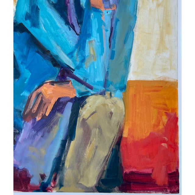 1980s “Seated Woman” Acrylic on Canvas by Caroline Mitchell - For Sale - Image 4 of 9