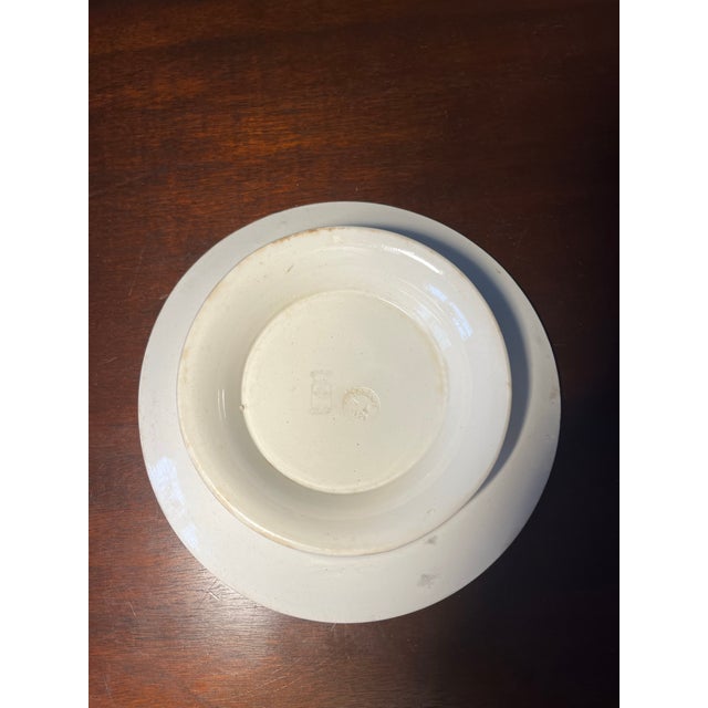 Antique Longwy France pedestal plate . Doris pattern in Ironstone. Pretty little cake plate