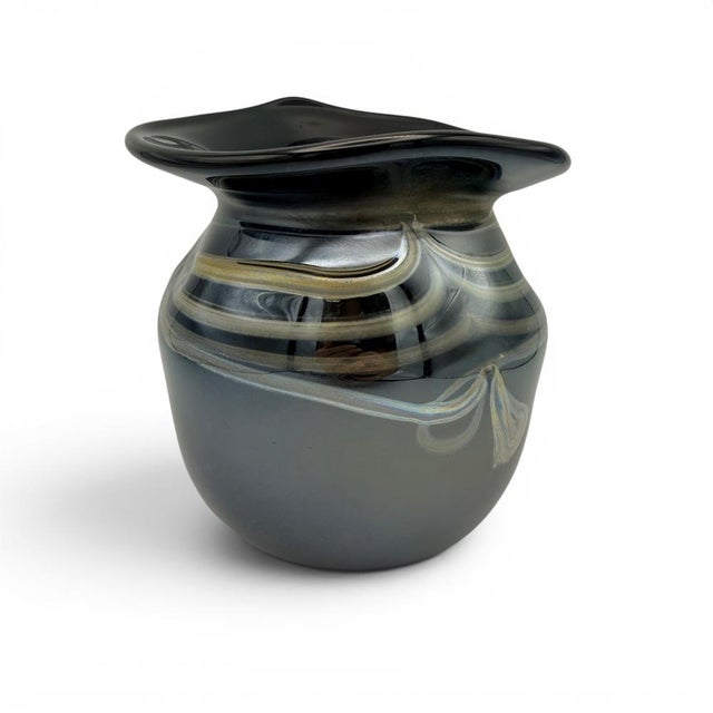Vintage Vase in Smoked Glass Iris Glass, 1984 For Sale - Image 10 of 10