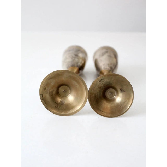 Vintage Brass & Silver Plated Champagne Flutes Pair For Sale - Image 9 of 11