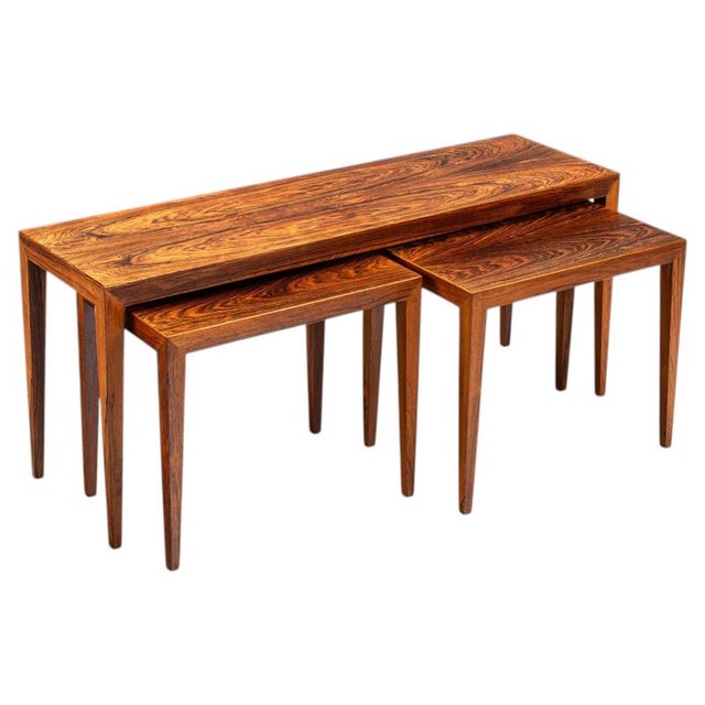 Large Nesting Tables in Santos Rosewood by Severin Hansen for Haslev, Denmark, 1960, Set of 3 For Sale - Image 13 of 13