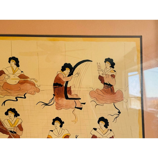 Vintage 1970s Asian Hand-Colored Pencil Drawing “Honey” by Piacente For Sale - Image 4 of 10