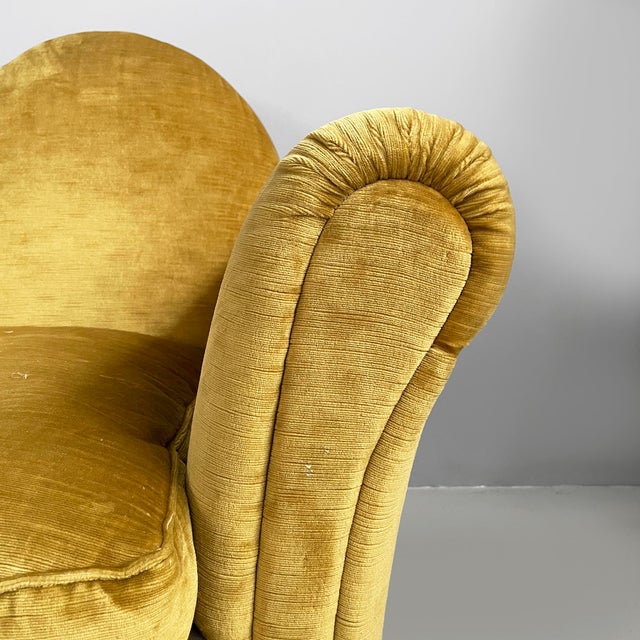 Brown Mid-Century Modern Italian Yellow Velvet Sofa by Tito Agnoli for Poltrona Frau, 1950s For Sale - Image 8 of 18