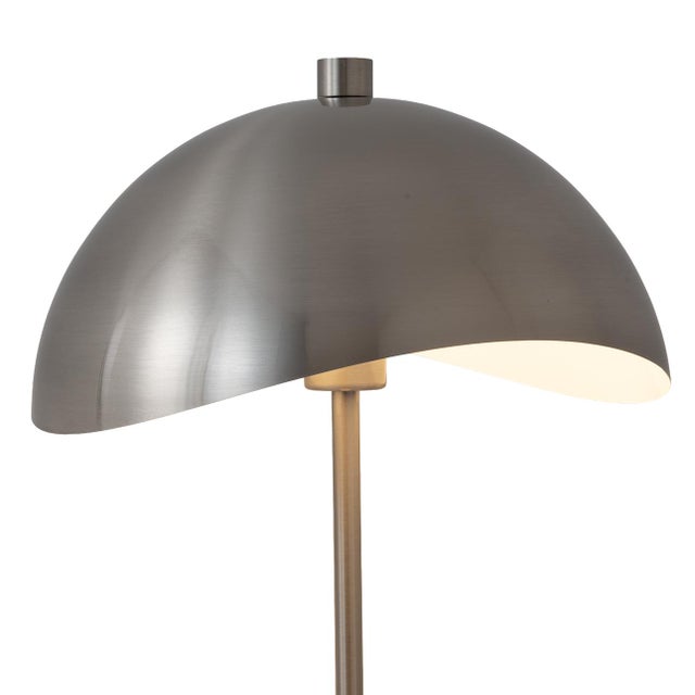 1960s Luna Bella Slimline Floor Lamp - Mid-Century Modern, Satin Nickel Steel, Black Marble Base, Matte White Shade For Sale In Los Angeles - Image 6 of 7