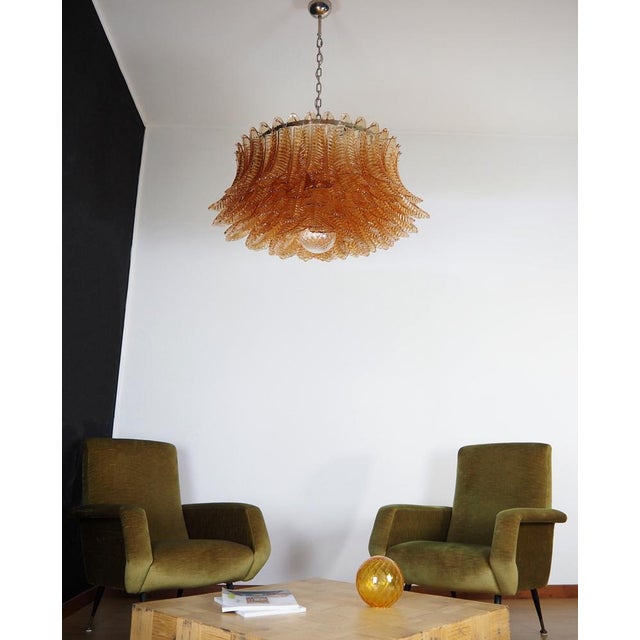 Large Amber Felci Murano Glass Chandelier, 1990s For Sale - Image 4 of 18