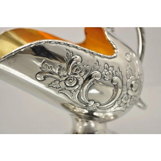 Silver Vintage Raimond Victorian Silver Plated Copper Pedestal Sugar Scuttle Bowl For Sale - Image 8 of 10