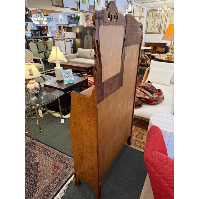 Victorian Carved Oak Wood Side by Side Secretary Desk & Bookcase, Antique For Sale - Image 12 of 12