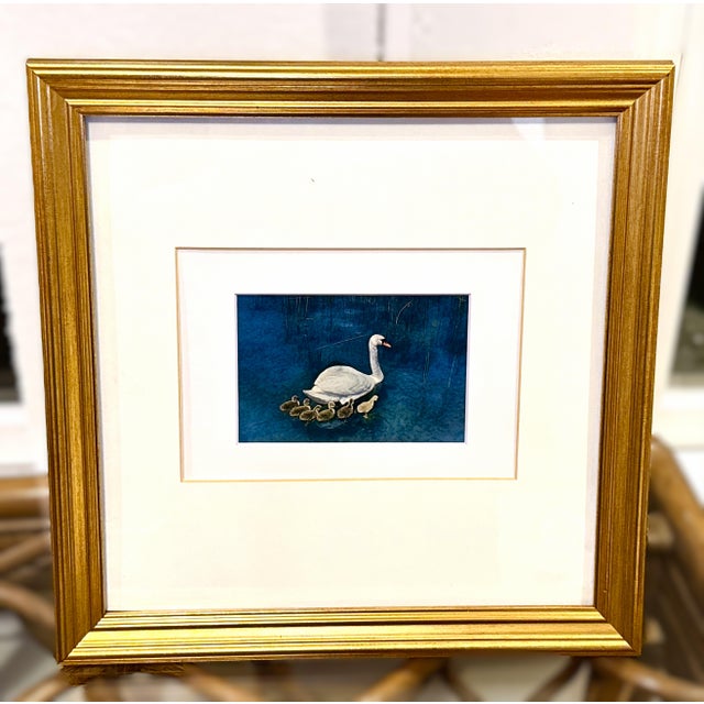 Late 20th Century Framed Vintage Swan Postcard, 1960s Bavarian Südbild Print For Sale - Image 5 of 8