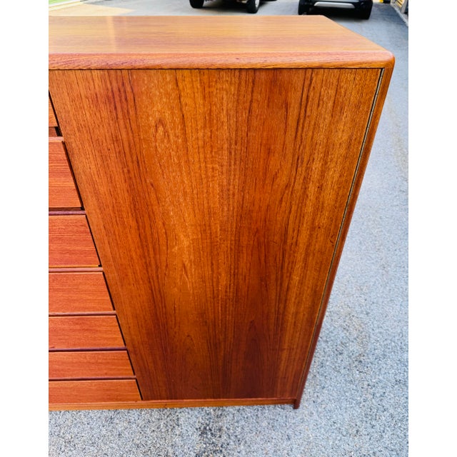 Mid-Century Modern Vintage 1970s Danish Teak Highboy Dresser Armoire Chest Wardrobe For Sale - Image 3 of 13