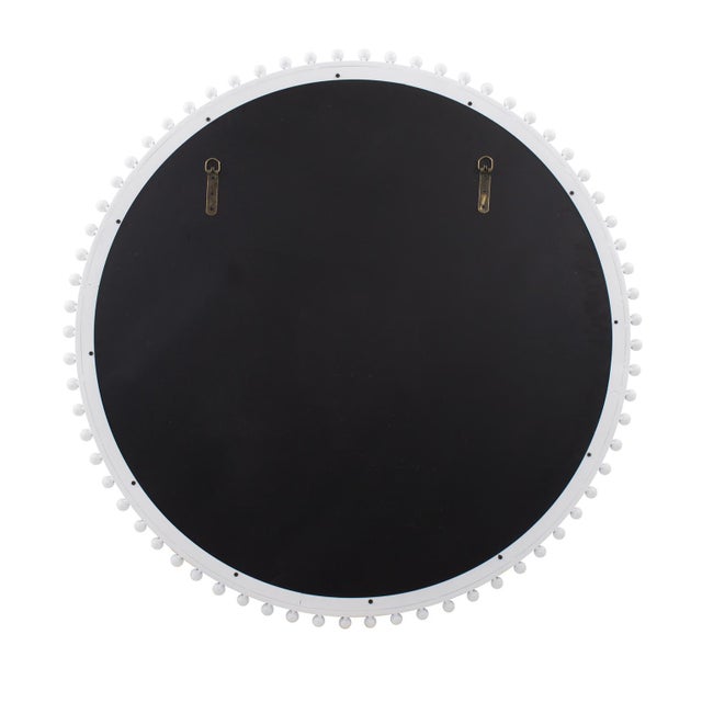 2020s Bellfore Beaded Round Matte White Mirror For Sale - Image 5 of 10