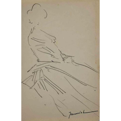 Pierre Georges Jeanniot, Figure, Pencil Drawing, Early 20th Century For Sale