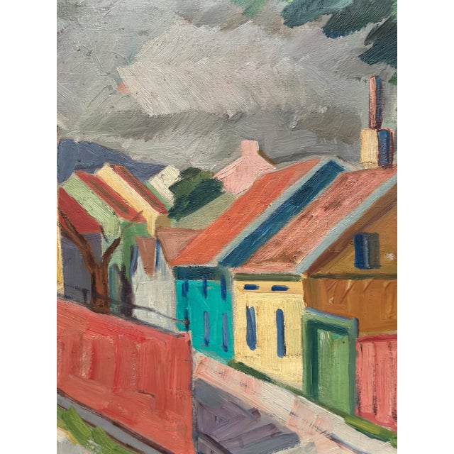 Gustaf Börtner Zandt, Houses and Trees, 1950s, Oil Painting on Canvas, Framed For Sale - Image 13 of 16
