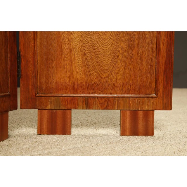 Brazilian Hardwood, Leather and Mirrored Panel Folding Screen, Brazil, C 1960s For Sale - Image 18 of 18