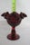 Glass Fenton Thumbprint Compote Ruby Red Yellow Crest Double Crimped Rim For Sale - Image 7 of 12