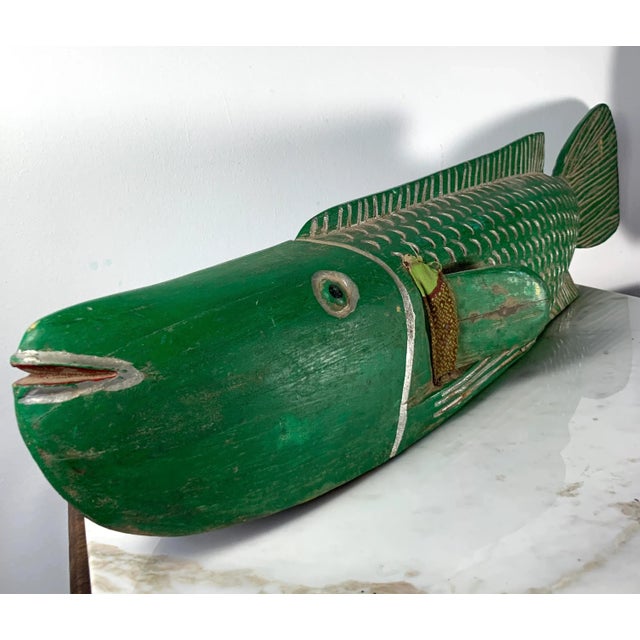 Late 20th Century Late 20th Century African Carved Wooden Ceremonial Sculptured Fish Bozo Tribe Mali For Sale - Image 5 of 13