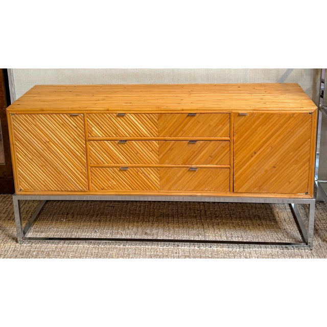Mid 20th Century 1970s Milo Baughman Split Bamboo, Pencil Reed and Chrome Credenza / Sideboard For Sale - Image 5 of 10