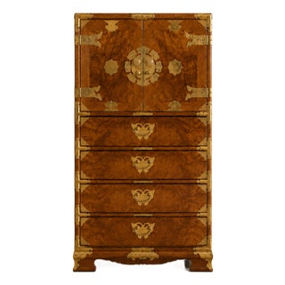 18th Century English Campaign Walnut Secretary Chest With Brass Bound Details For Sale