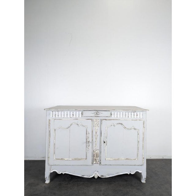 Louis XV Style Buffet in Light Grey Patinated Oak with 2 Doors and Drawer, in Very Good conditions.