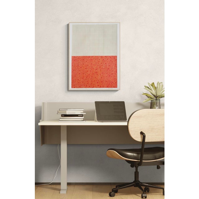 Mid-Century Modern Pattern Over Pattern With Red and Cream For Sale - Image 3 of 4