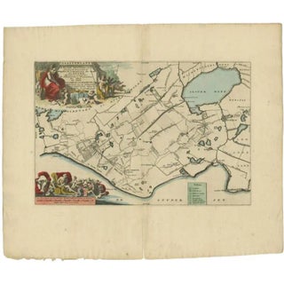 Antique Map of the Gaasterland Township Friesland by Halma, 1718 For Sale