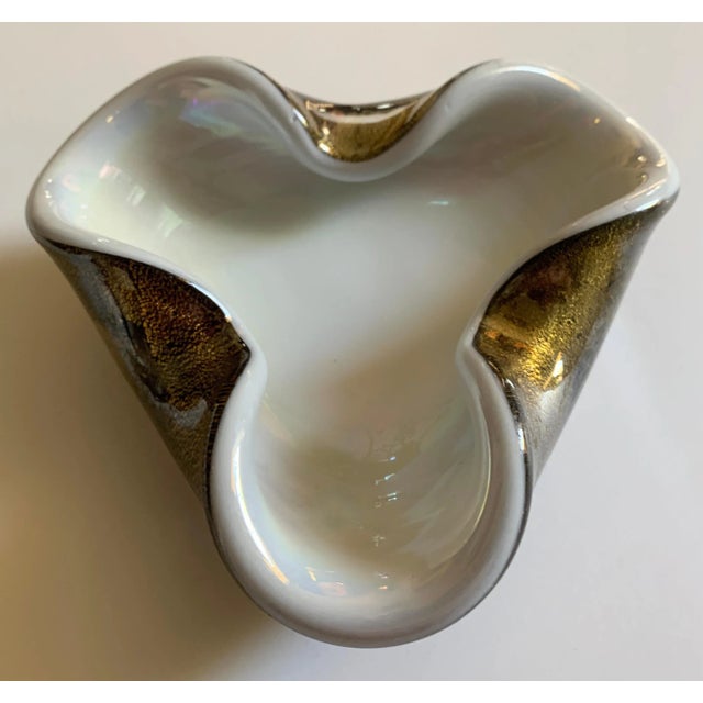 Hand Blown Italian Murano Glass Bowl with Gold Flecks For Sale - Image 4 of 7