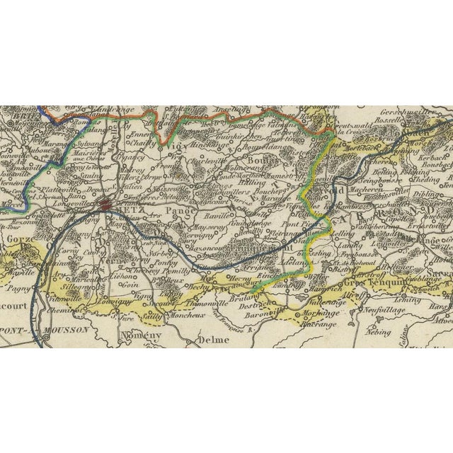 Antique Decorative Map of Moselle by Vuillemin, France, 1850 For Sale - Image 4 of 9
