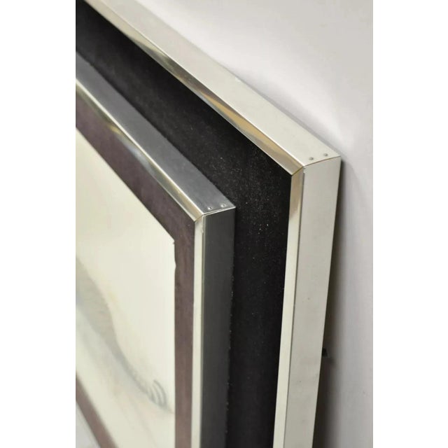 Metal 1972 Cheetah Lithograph Art by Richard Evans Younger in Velvet Chrome Frame For Sale - Image 7 of 12