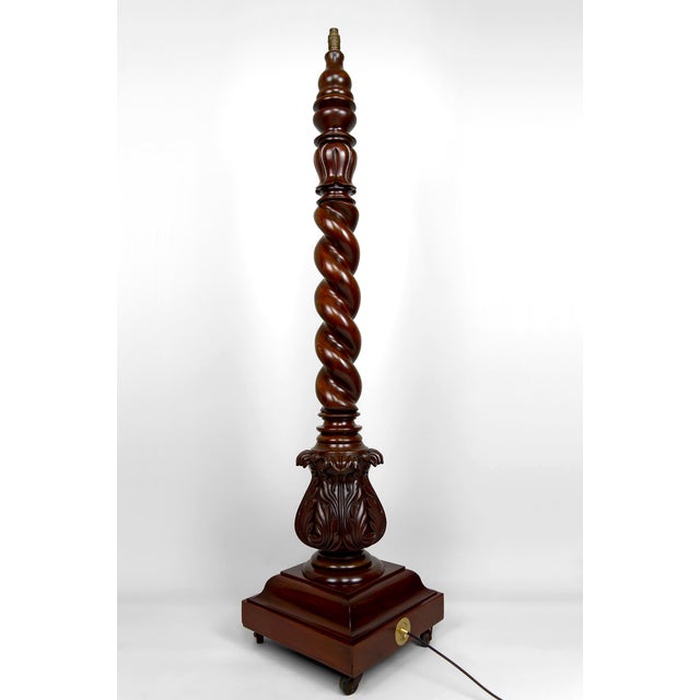 Victorian Tudor Style Twisted Column Floor Lamp in Walnut, United Kingdom, 1900s For Sale - Image 5 of 18