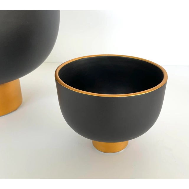 Modern Revelation Modern Black and Gold Offering Bowls Set of 2 For Sale - Image 3 of 4