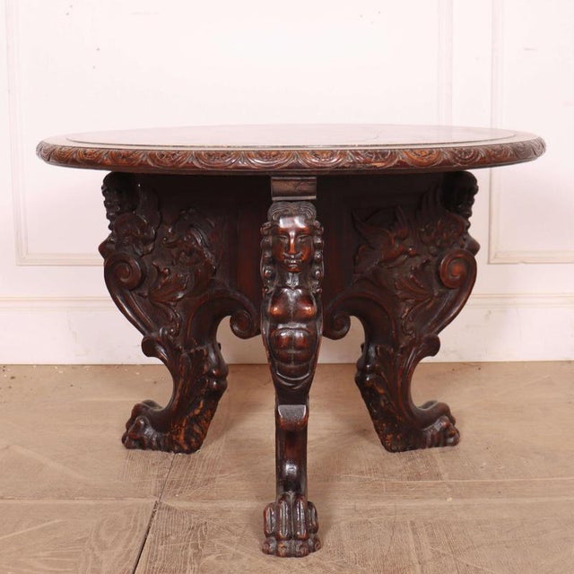 Vintage English Carved Lamp Table, 1890s For Sale - Image 6 of 12