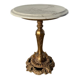 1970s Vintage Hollywood Regency Small Marble Side Table For Sale