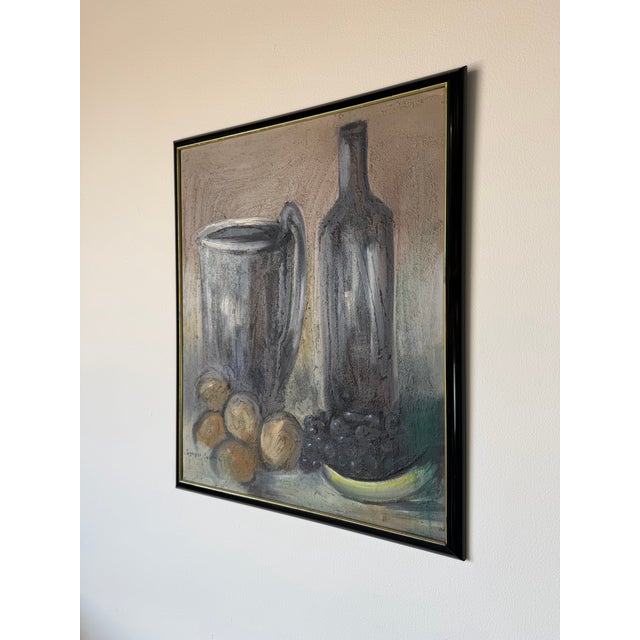 1970's Vintage Gasper Gunhz Modernist Still Life Mixed-Texture Oil on Canvas Painting, Framed For Sale - Image 4 of 12