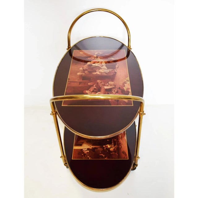 Vintage Brass Bar Cart, 1960s For Sale - Image 3 of 6