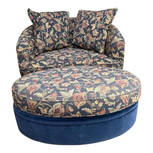 2000s Century Furniture Barrel Chair With Ottoman