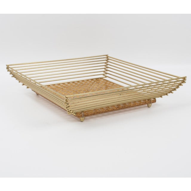 This stunning barware serving tray was expertly crafted in Italy, circa 1970. The rare platter or decorative bowl features...