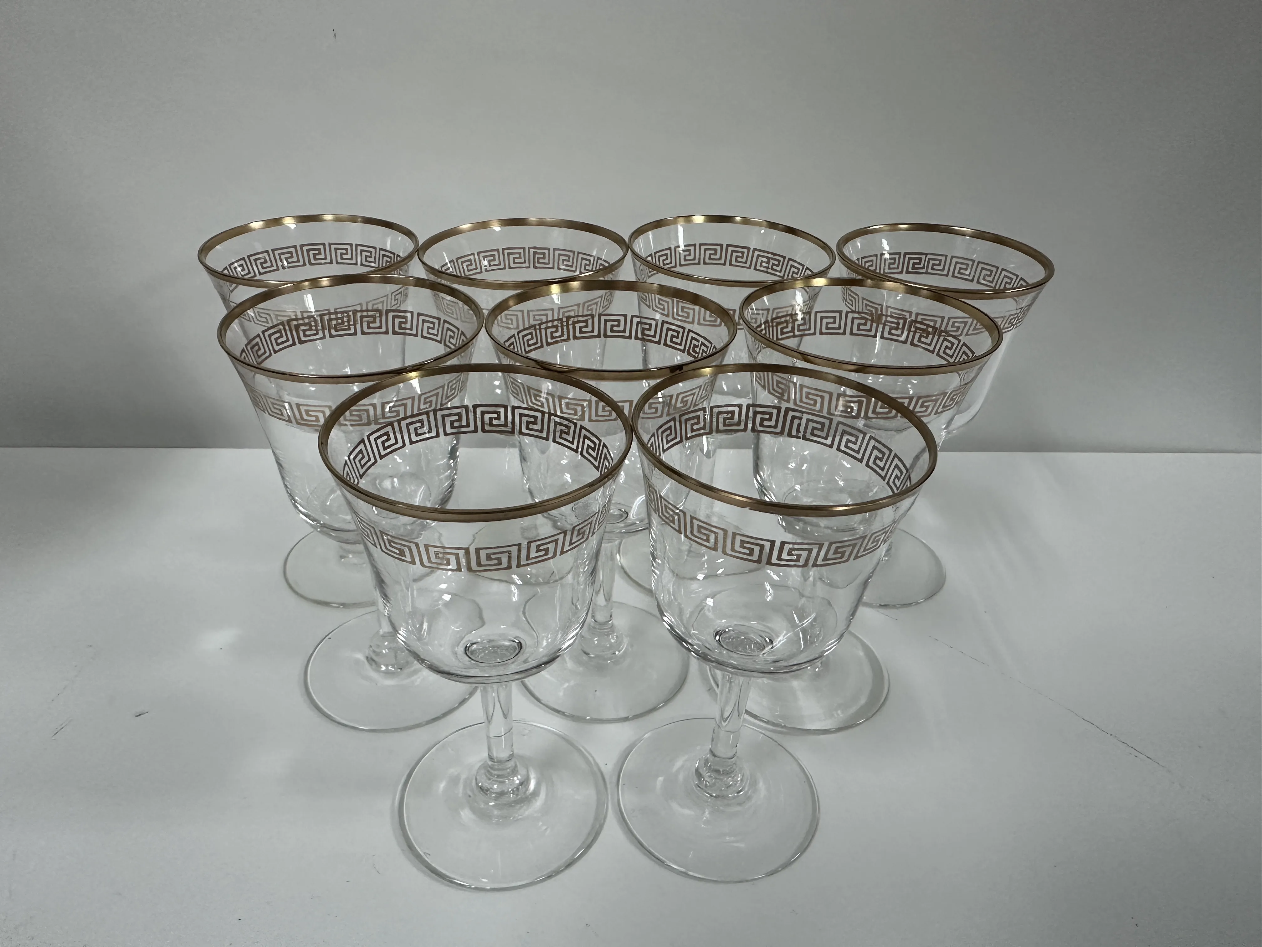 kjkj 様　　Antique wineglass oldsea Vintage Set of 9 Greek Key Petite Wine Glasses | Chairish