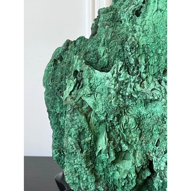 Gemstone Natural Malachite Scholar Stone on Display Stand For Sale - Image 7 of 12