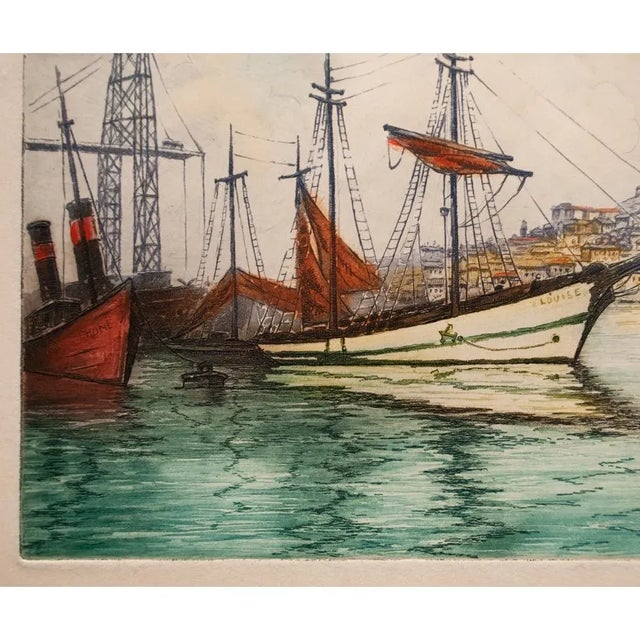 C. 1900s Marcel J. Baron "Venice, Grand Canal", Original Hand Colored Impressionist Etching, Signed For Sale In Dallas - Image 6 of 10