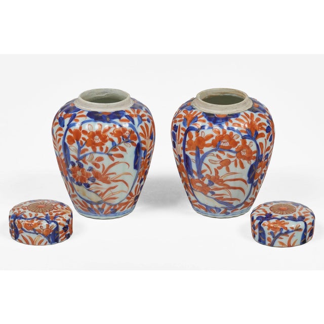 Late 19th Century Pair Small Imari Vases For Sale - Image 5 of 8