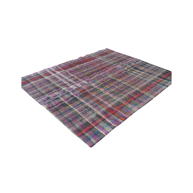 Mid-Century Modern Purple Vintage Turkish Rag Rug - 6`7" X 7`10" For Sale - Image 3 of 5