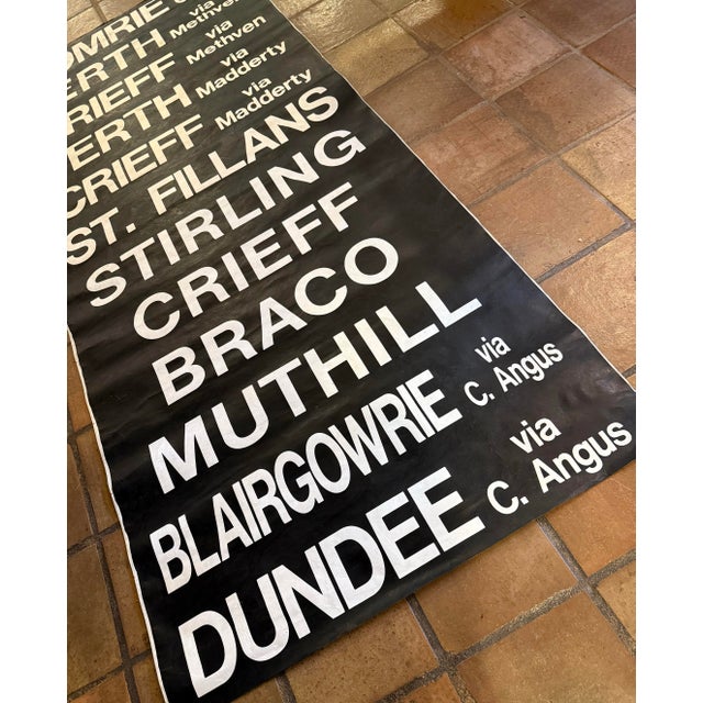 Black and White Monumental Vintage 1990’s Scottish Transportation Bus Destination Roll Sign For Sale In San Antonio - Image 6 of 10
