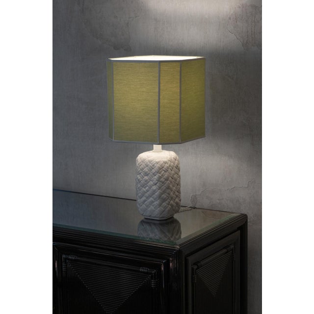 Ceramic Table Lamp with Fabric Lampshade, 1980s For Sale - Image 3 of 5